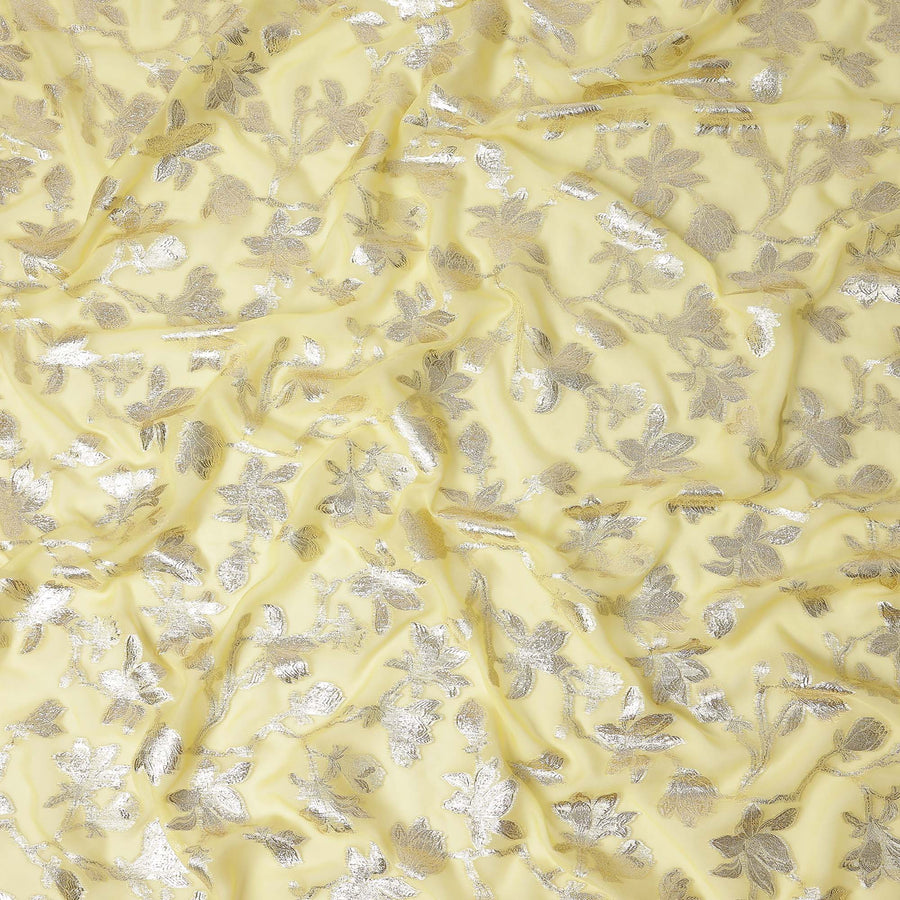 Butter Yellow Silk Chiffon Metallic Lurex Fabric 110cm