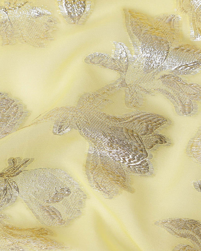 Butter Yellow Silk Chiffon Metallic Lurex Fabric 110cm