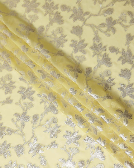 Butter Yellow Silk Chiffon Metallic Lurex Fabric 110cm