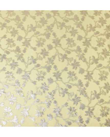Butter Yellow Silk Chiffon Metallic Lurex Fabric 110cm