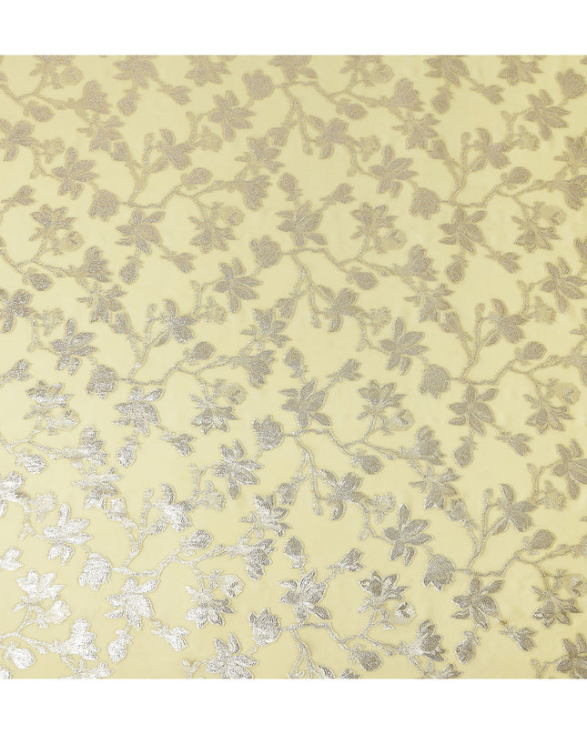 Butter Yellow Silk Chiffon Metallic Lurex Fabric 110cm