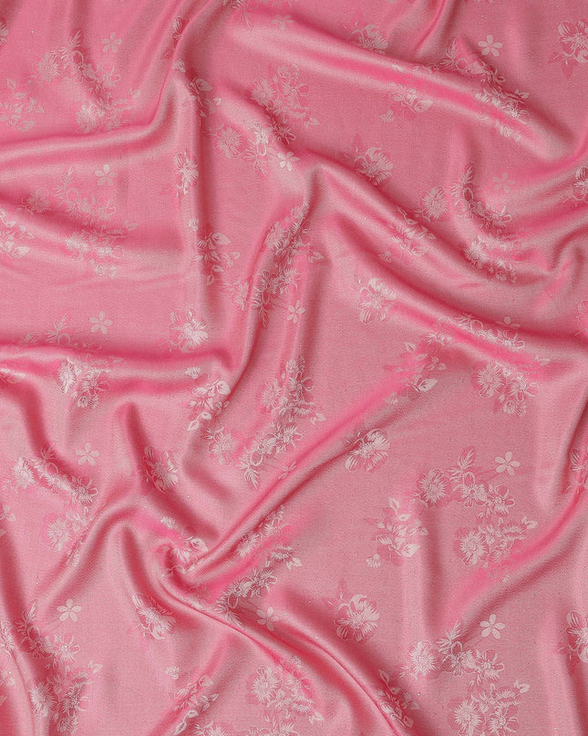 Rose Pink Pure Silk Satin Jacquard Fabric 110cm