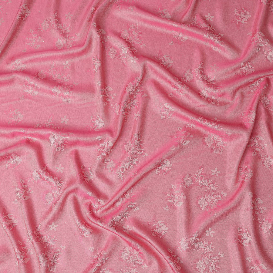 Rose Pink Pure Silk Satin Jacquard Fabric 110cm