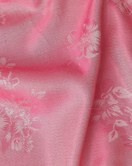 Rose Pink Pure Silk Satin Jacquard Fabric 110cm