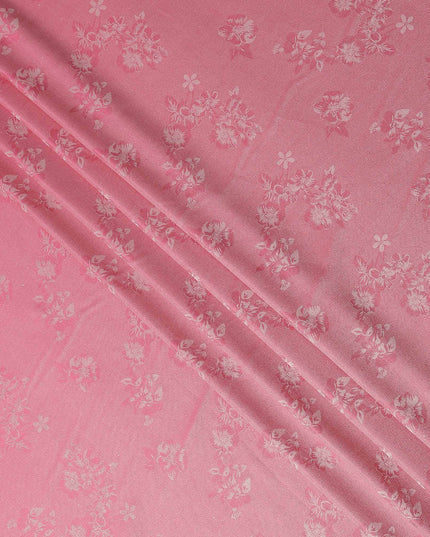 Rose Pink Pure Silk Satin Jacquard Fabric 110cm