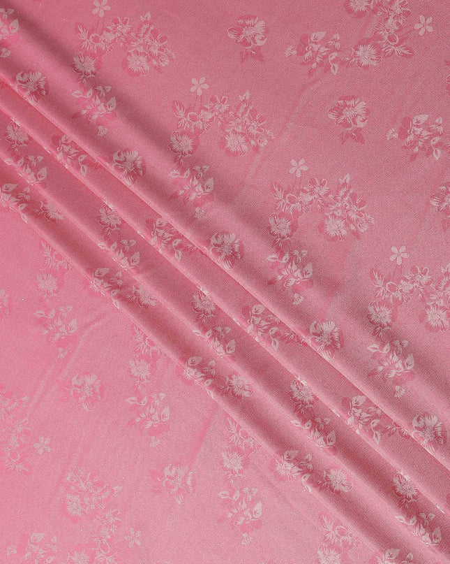 Rose Pink Pure Silk Satin Jacquard Fabric 110cm