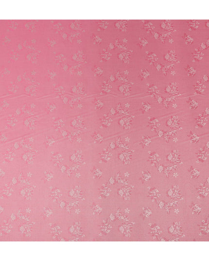 Rose Pink Pure Silk Satin Jacquard Fabric 110cm