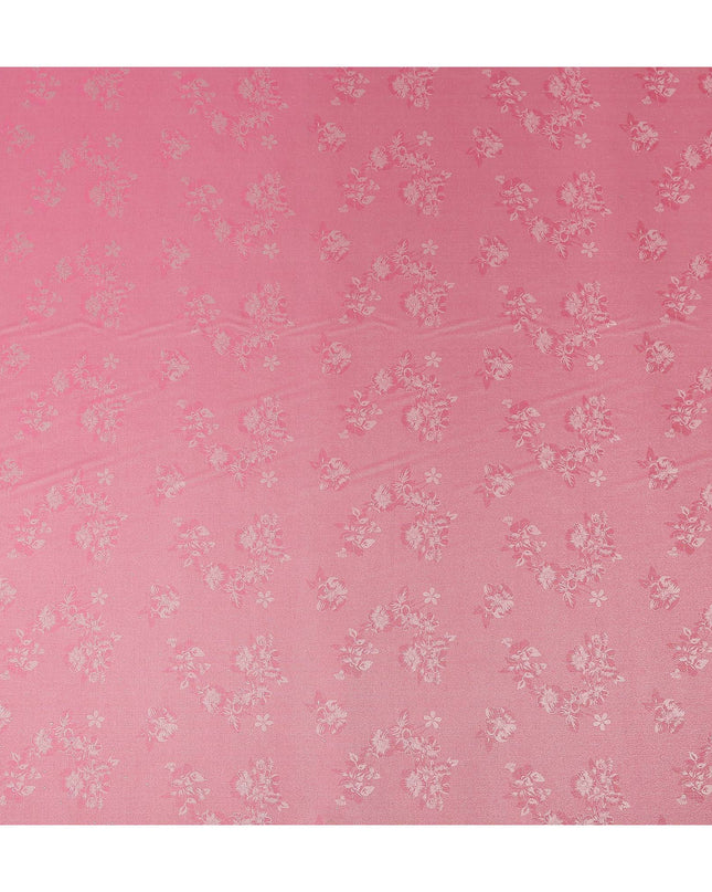 Rose Pink Pure Silk Satin Jacquard Fabric 110cm