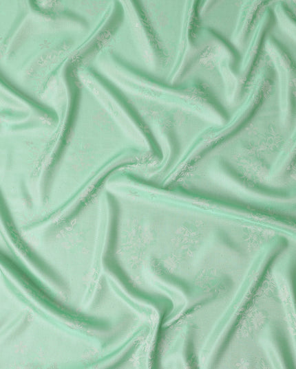 Mint Green Pure Silk Satin Jacquard Fabric 110cm