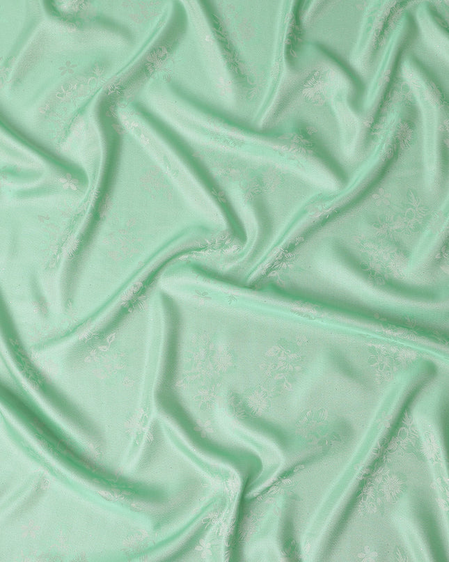 Mint Green Pure Silk Satin Jacquard Fabric 110cm