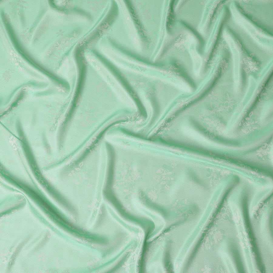 Mint Green Pure Silk Satin Jacquard Fabric 110cm