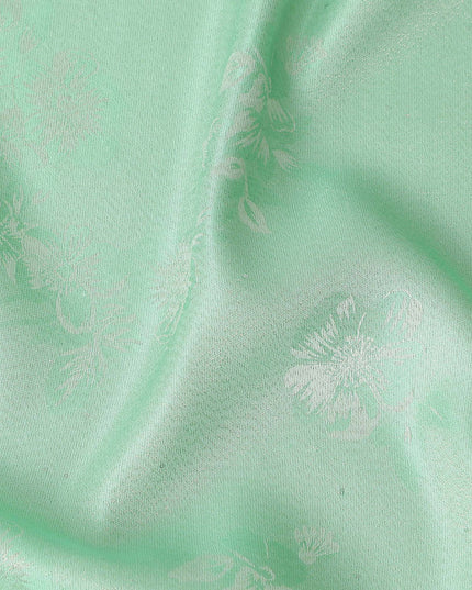Mint Green Pure Silk Satin Jacquard Fabric 110cm