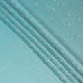 Aqua Blue Pure Silk Satin Jacquard Fabric 110cm