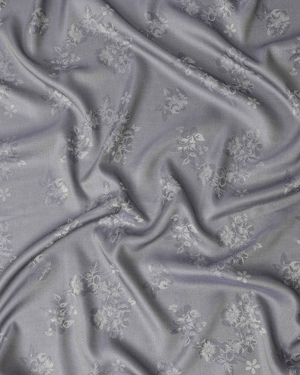 Silver Grey Pure Silk Satin Jacquard Fabric 110cm
