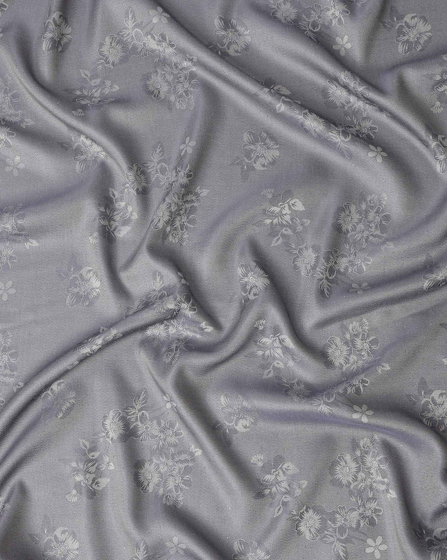 Silver Grey Pure Silk Satin Jacquard Fabric 110cm