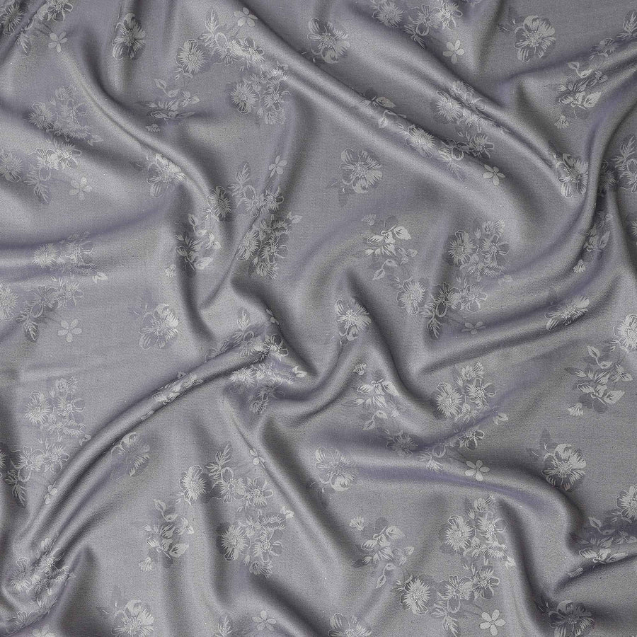 Silver Grey Pure Silk Satin Jacquard Fabric 110cm