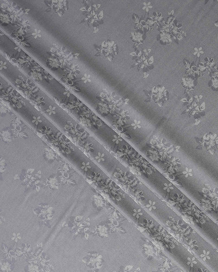 Silver Grey Pure Silk Satin Jacquard Fabric 110cm