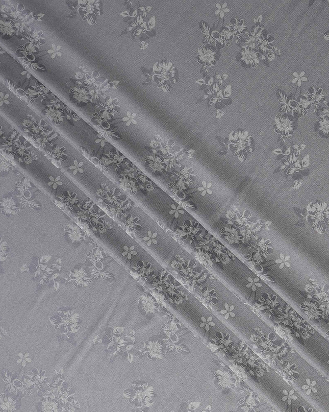 Silver Grey Pure Silk Satin Jacquard Fabric 110cm