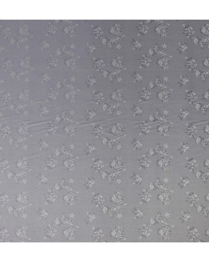 Silver Grey Pure Silk Satin Jacquard Fabric 110cm