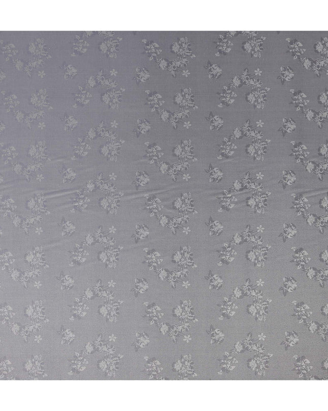 Silver Grey Pure Silk Satin Jacquard Fabric 110cm