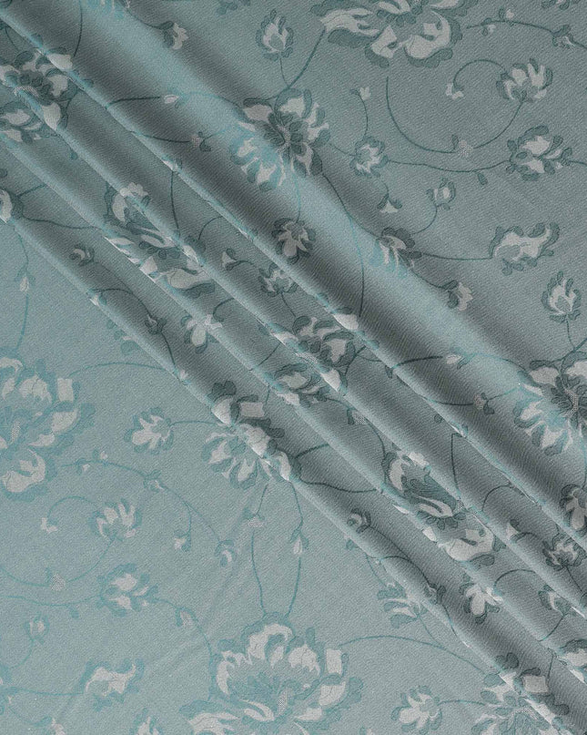 Slate Teal Pure Silk Satin Jacquard Fabric 110cm
