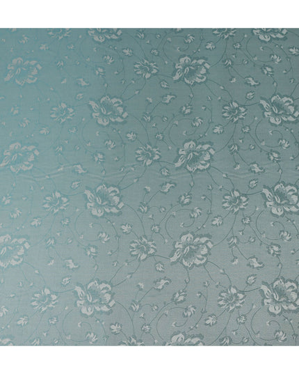 Slate Teal Pure Silk Satin Jacquard Fabric 110cm