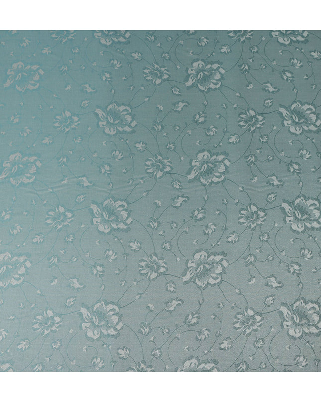 Slate Teal Pure Silk Satin Jacquard Fabric 110cm