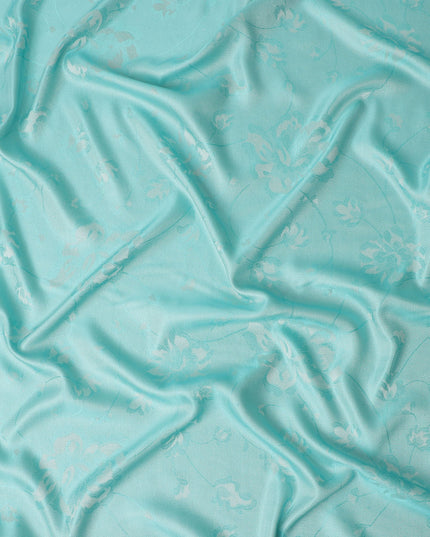 Pale Turquoise Pure Silk Satin Jacquard Fabric 110cm