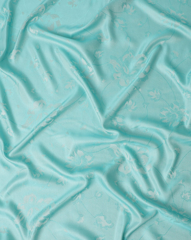 Pale Turquoise Pure Silk Satin Jacquard Fabric 110cm