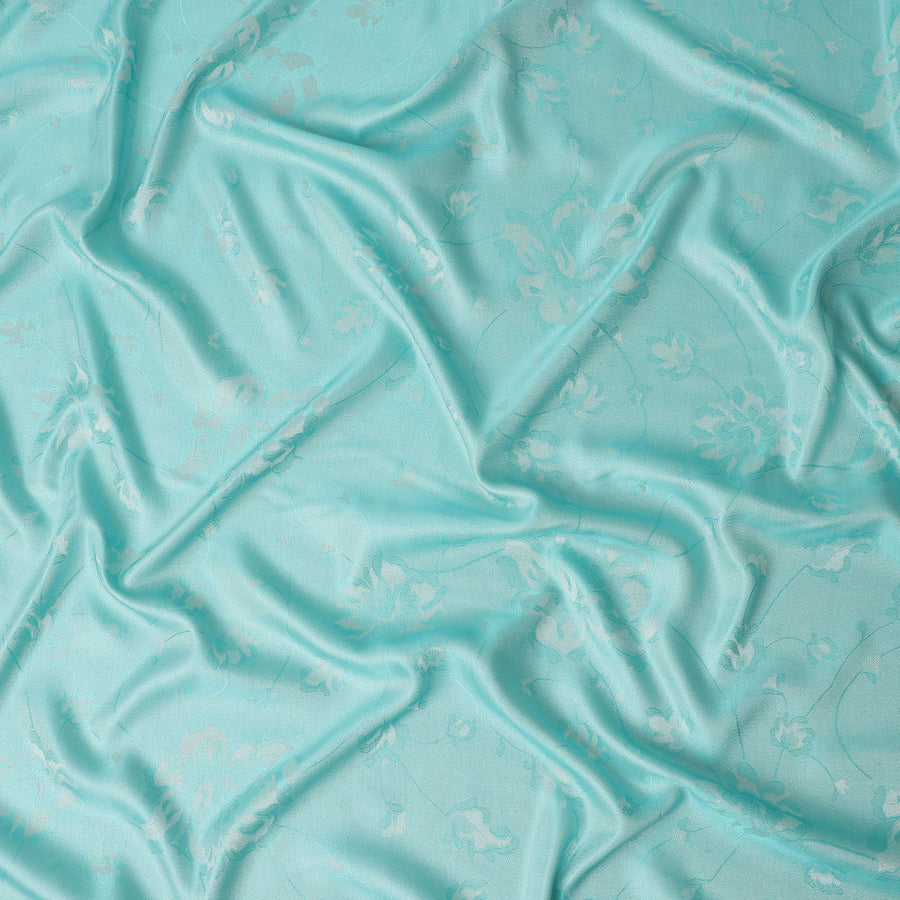 Pale Turquoise Pure Silk Satin Jacquard Fabric 110cm