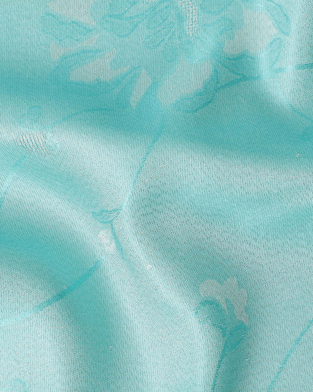 Pale Turquoise Pure Silk Satin Jacquard Fabric 110cm
