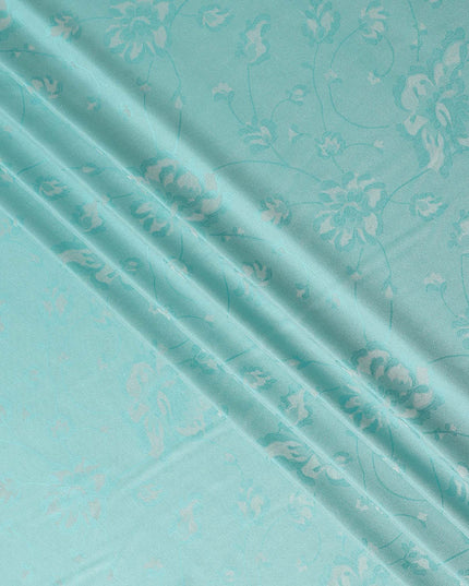 Pale Turquoise Pure Silk Satin Jacquard Fabric 110cm