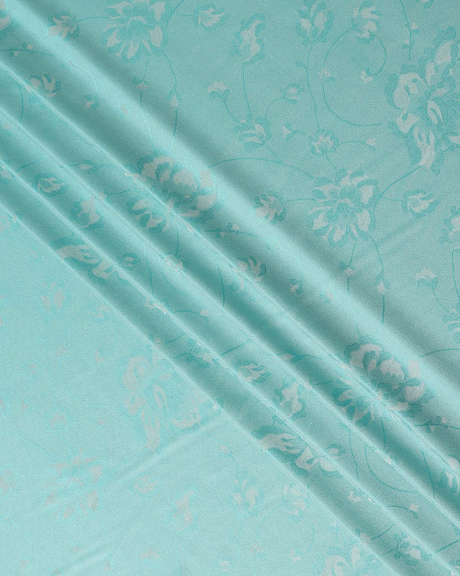 Pale Turquoise Pure Silk Satin Jacquard Fabric 110cm
