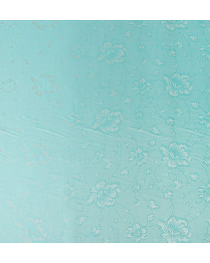 Pale Turquoise Pure Silk Satin Jacquard Fabric 110cm