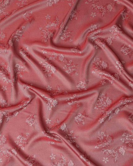 Dusty Crimson Pure Silk Satin Jacquard Fabric 110cm