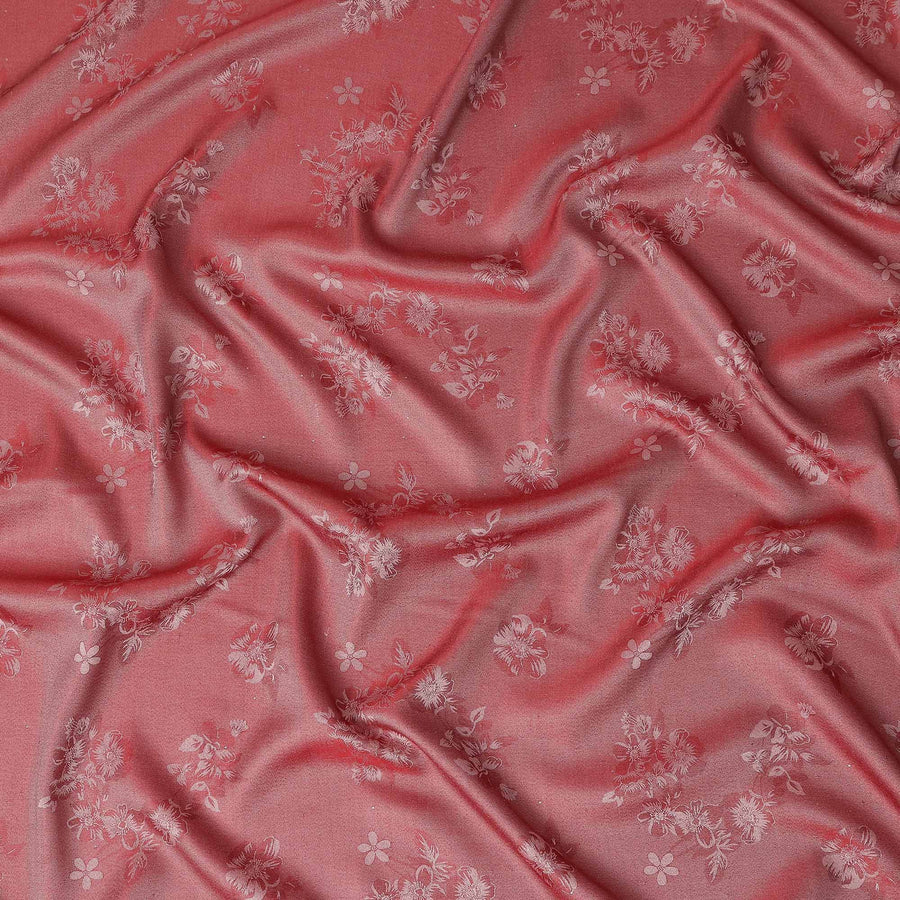 Dusty Crimson Pure Silk Satin Jacquard Fabric 110cm