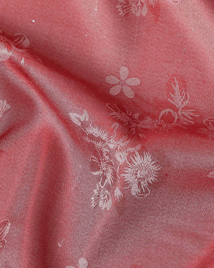 Dusty Crimson Pure Silk Satin Jacquard Fabric 110cm