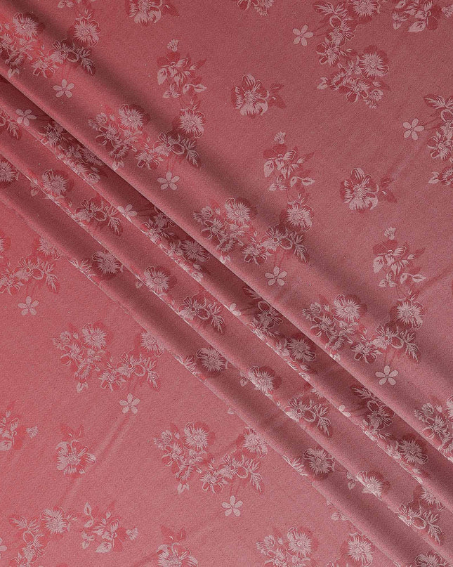 Dusty Crimson Pure Silk Satin Jacquard Fabric 110cm