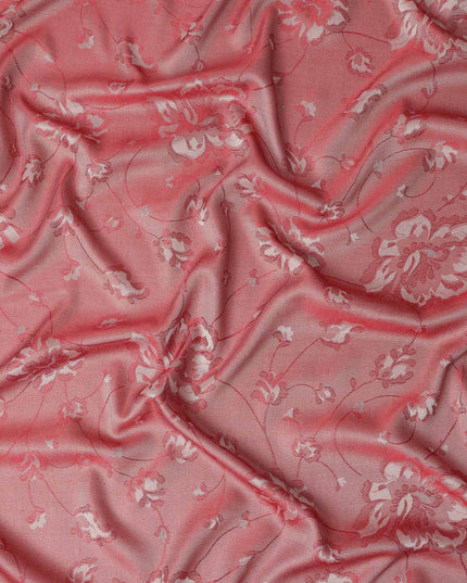 Coral Red Pure Silk Satin Jacquard Fabric 110cm