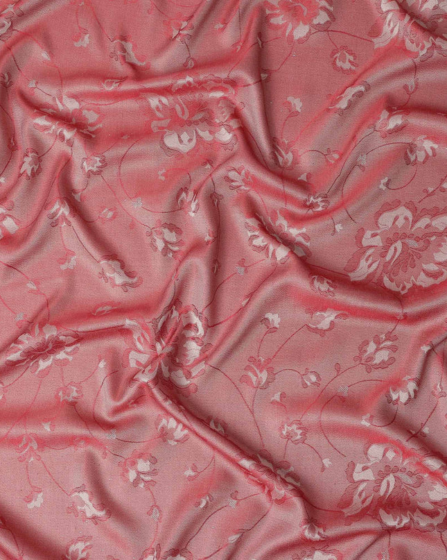Coral Red Pure Silk Satin Jacquard Fabric 110cm
