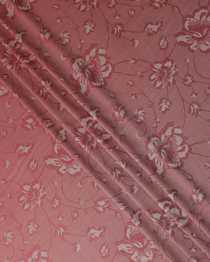 Coral Red Pure Silk Satin Jacquard Fabric 110cm