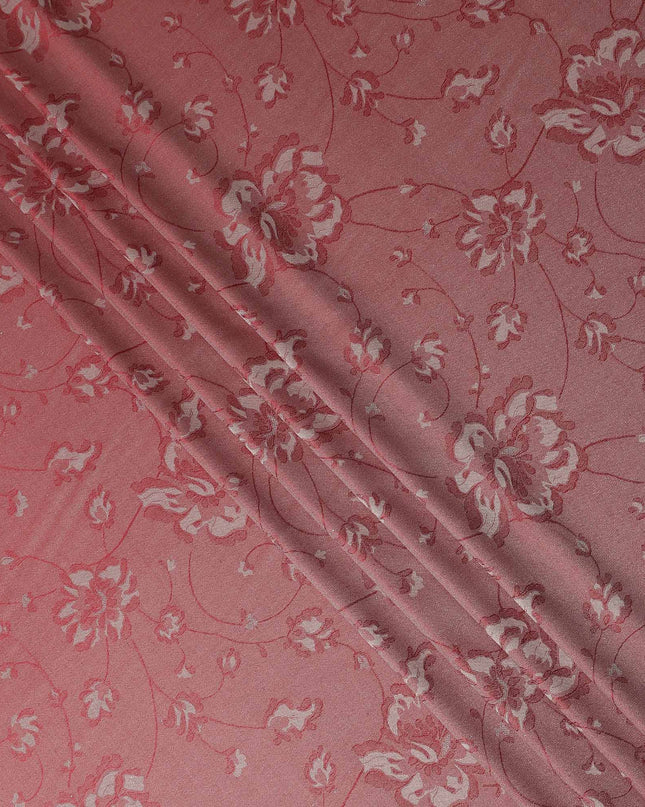 Coral Red Pure Silk Satin Jacquard Fabric 110cm
