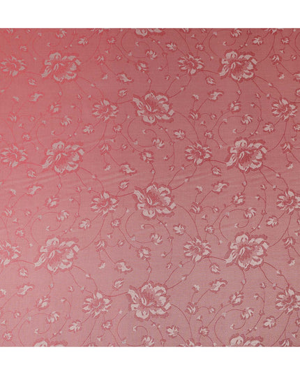 Coral Red Pure Silk Satin Jacquard Fabric 110cm