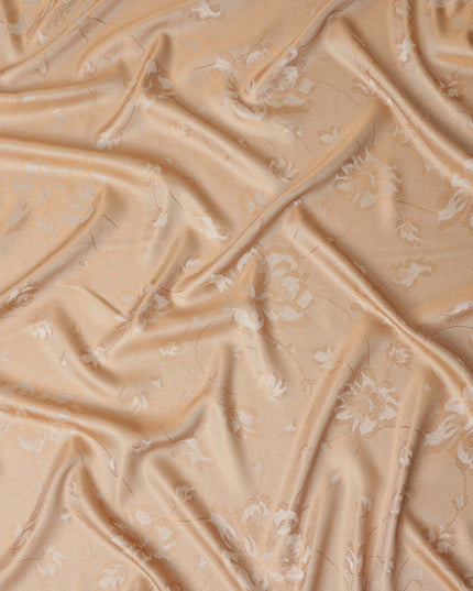 Peach Beige Pure Silk Satin Jacquard Fabric 110cm