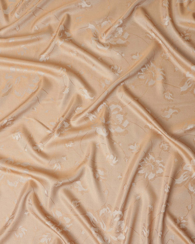 Peach Beige Pure Silk Satin Jacquard Fabric 110cm