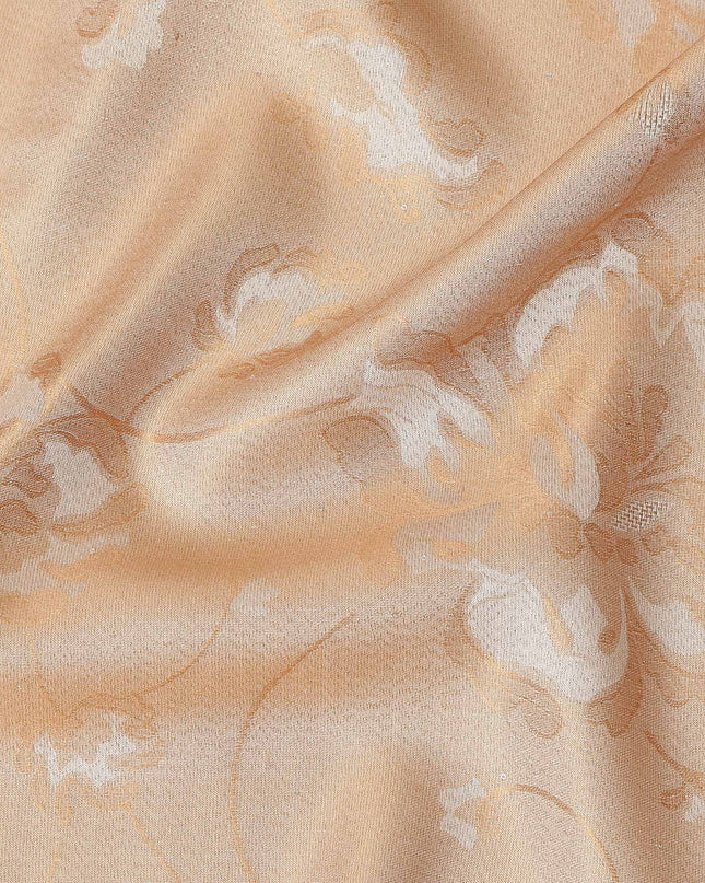 Peach Beige Pure Silk Satin Jacquard Fabric 110cm