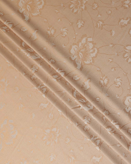 Peach Beige Pure Silk Satin Jacquard Fabric 110cm