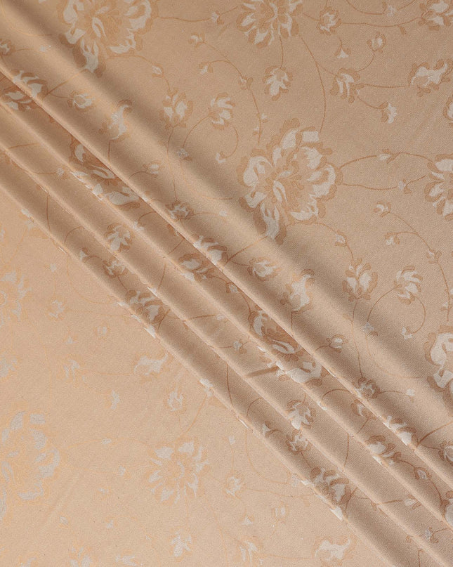 Peach Beige Pure Silk Satin Jacquard Fabric 110cm