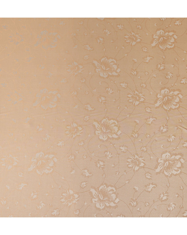 Peach Beige Pure Silk Satin Jacquard Fabric 110cm