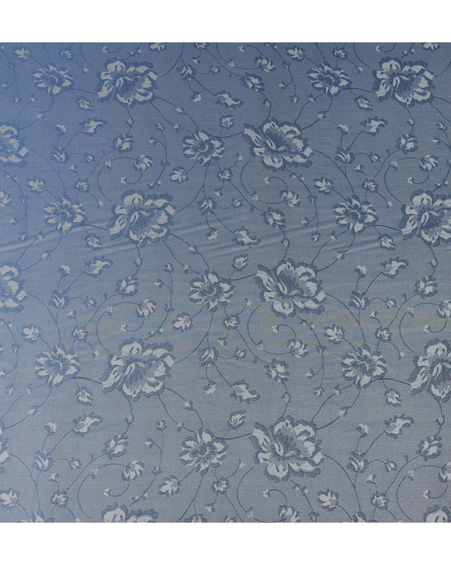 Steel Blue Pure Silk Satin Jacquard Fabric 110cm